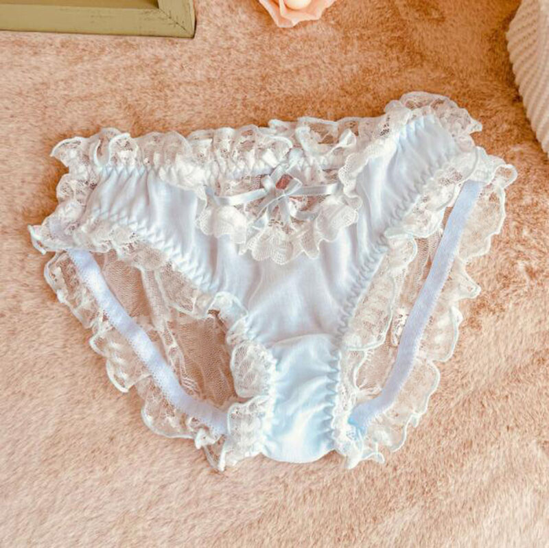 Lolita Sweet Girls Panties Bow Briefs Sheer Underwear Japanese Underpants
