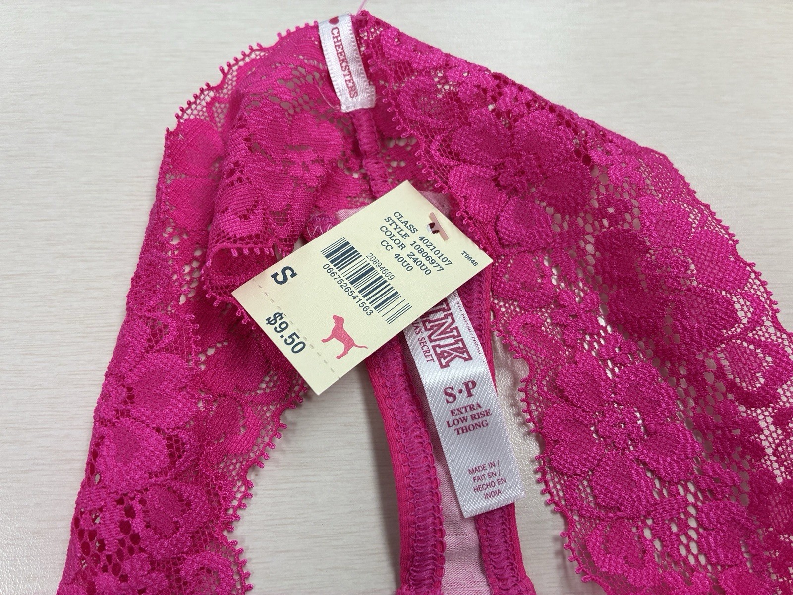 Victoria’s Secret Vintage PINK Fuchsia Thong Panty Small S y2k NWT bling