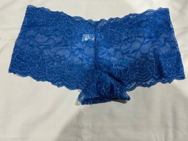 Boyshorts panty for women Sz XL Royal Blue Lace Waist Low Rise Floral Panties