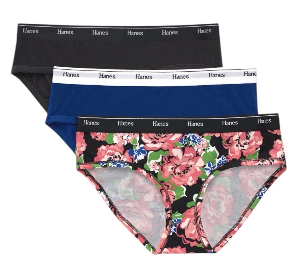 HANES Originals Women’s 3-Pack Hipster Cotton Stretch Underwear Panty Size M 6