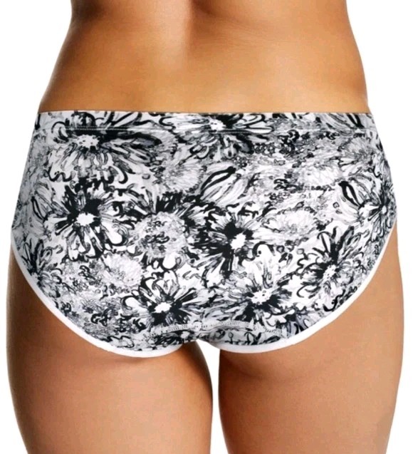 New Maidenform Size 9/XXL Invisible Look BARELY THERE Black Floral Bikini Panty