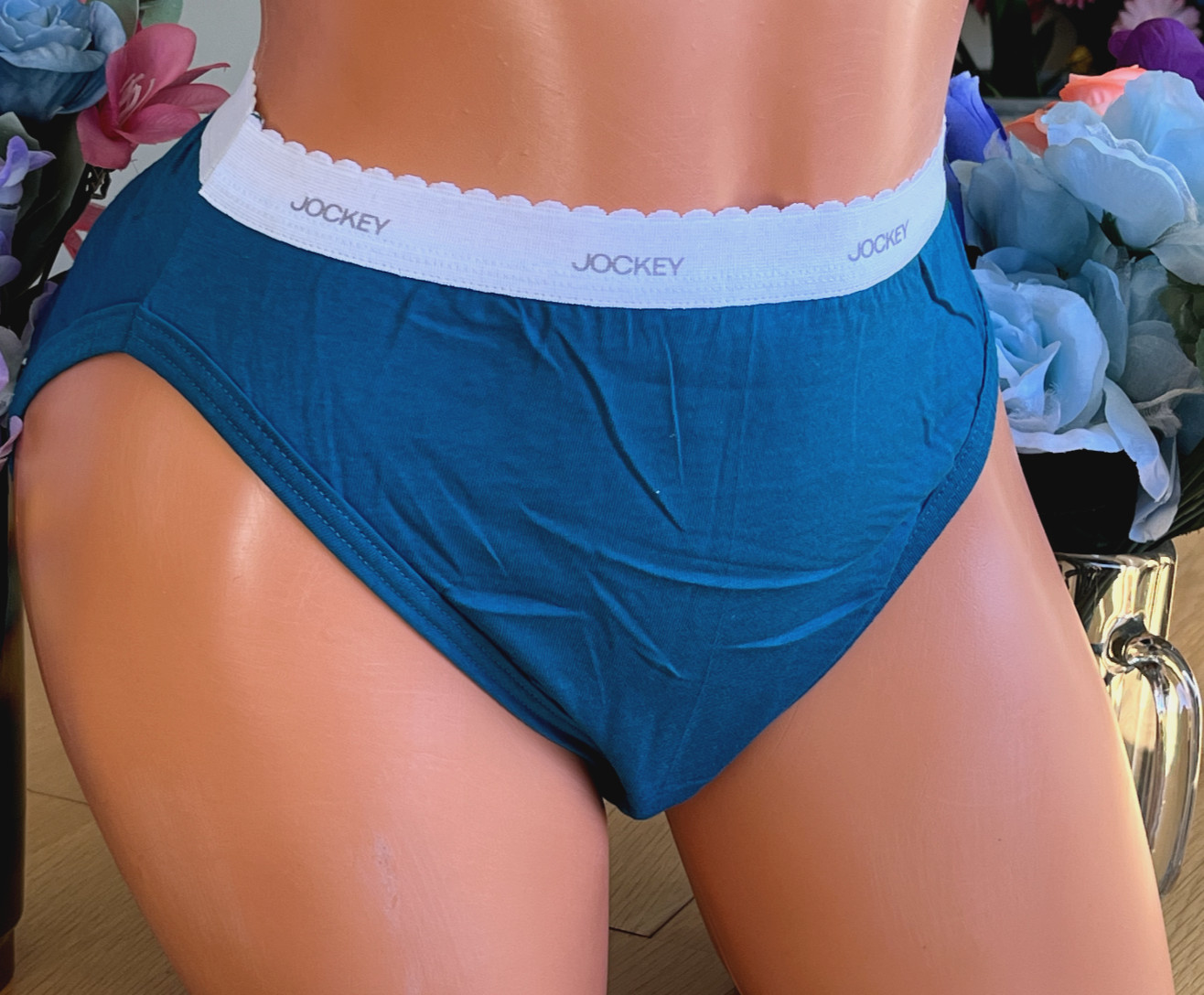 325 JOCKEY Med TEAL Blue Wide Waist French Hi Cut Leg Brief Panties #264 NWOT