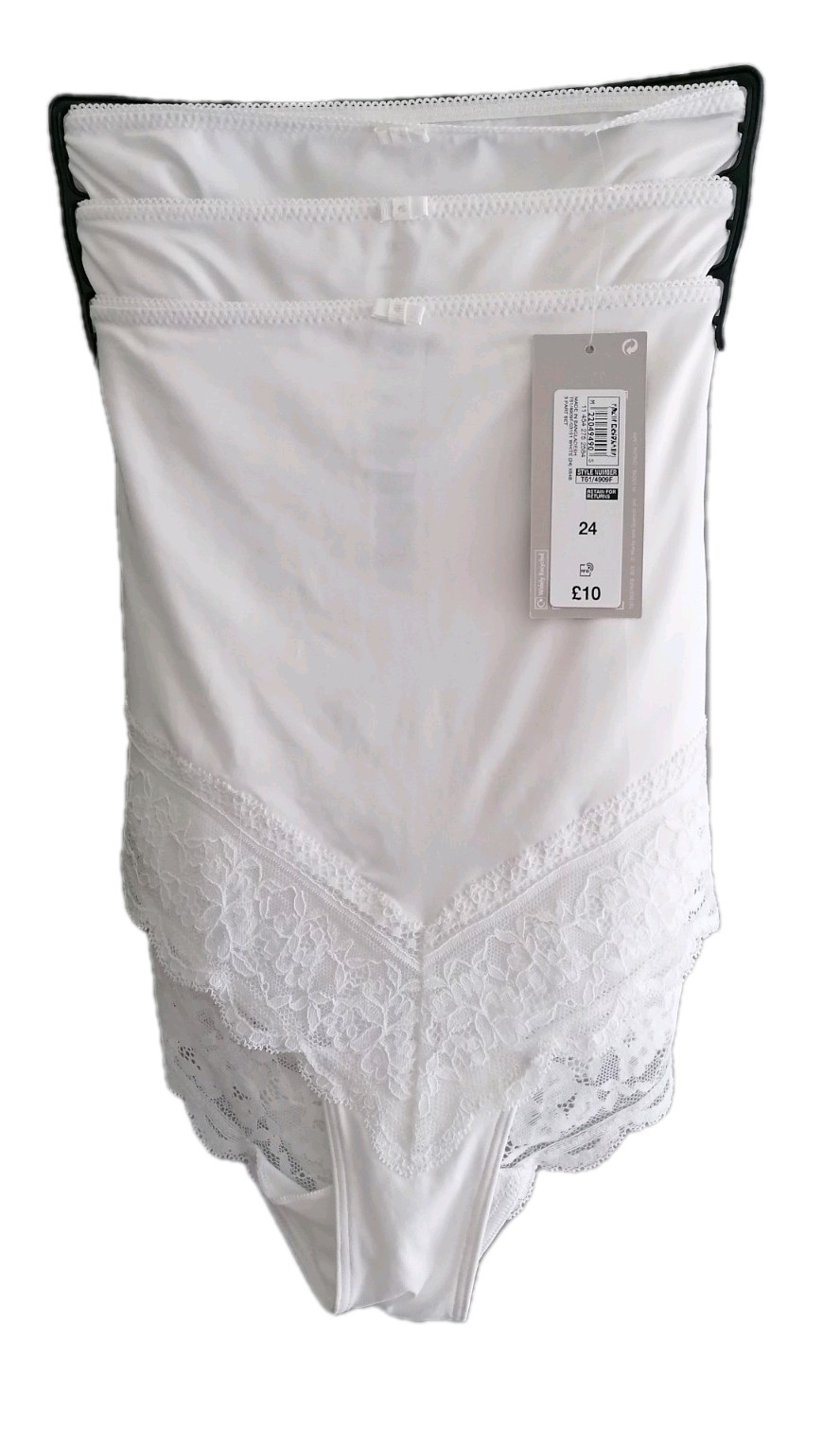 M&S Lingerie Plus Size 24 White Full Brief Knickers Panties 3 Pack New With Tags