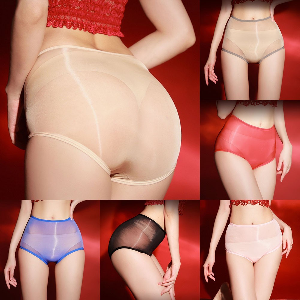 Skin Color Sexy for lingerie Women’s Oil Shiny Briefs Breathable Soft Panties