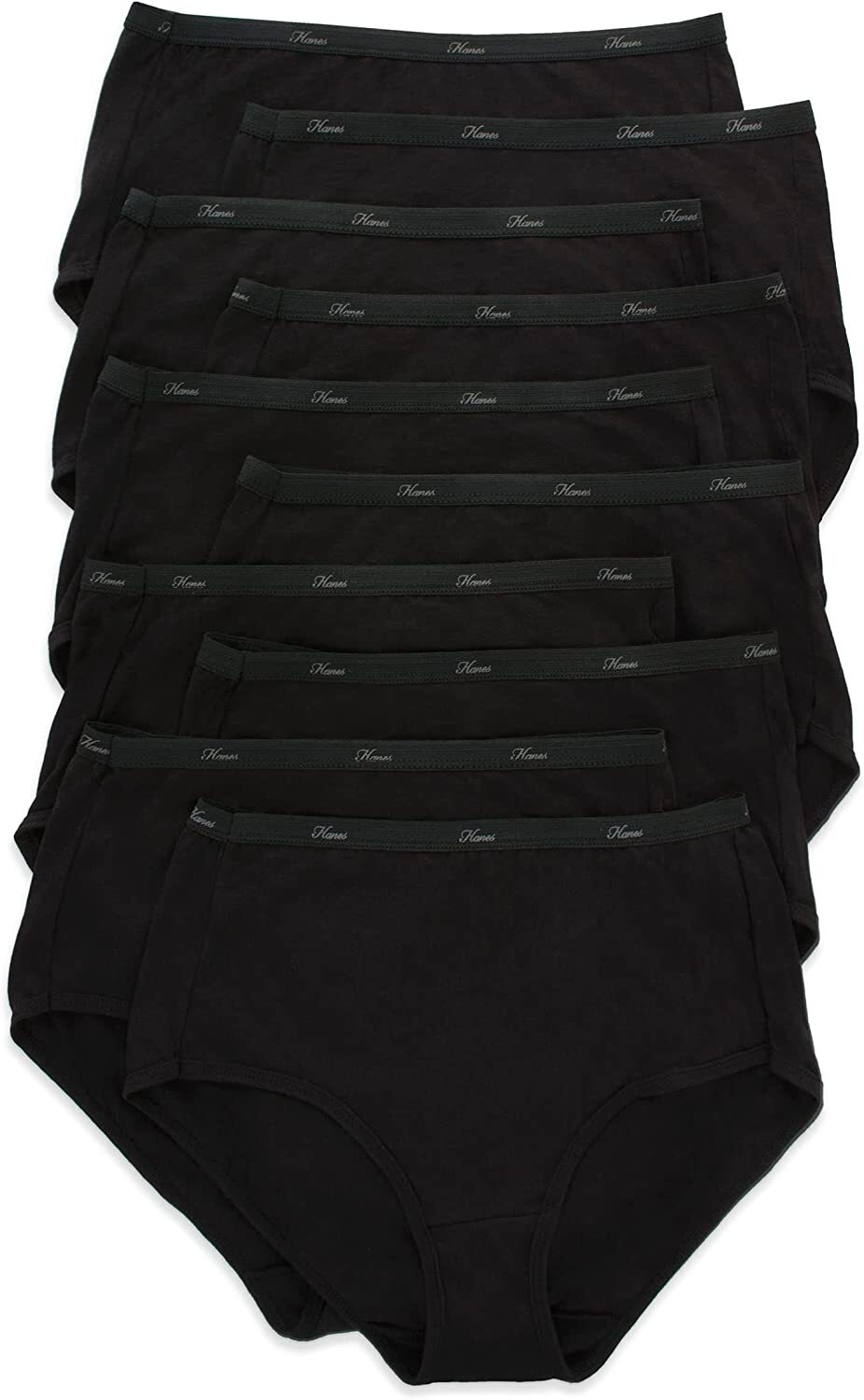Hanes Black Women Panties 100% Cotton Underwear Regular & Plus Size Black
