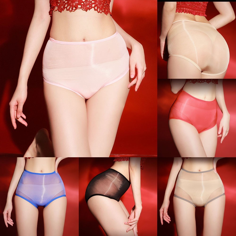 Skin Color Sexy for lingerie Women’s Oil Shiny Briefs Breathable Soft Panties