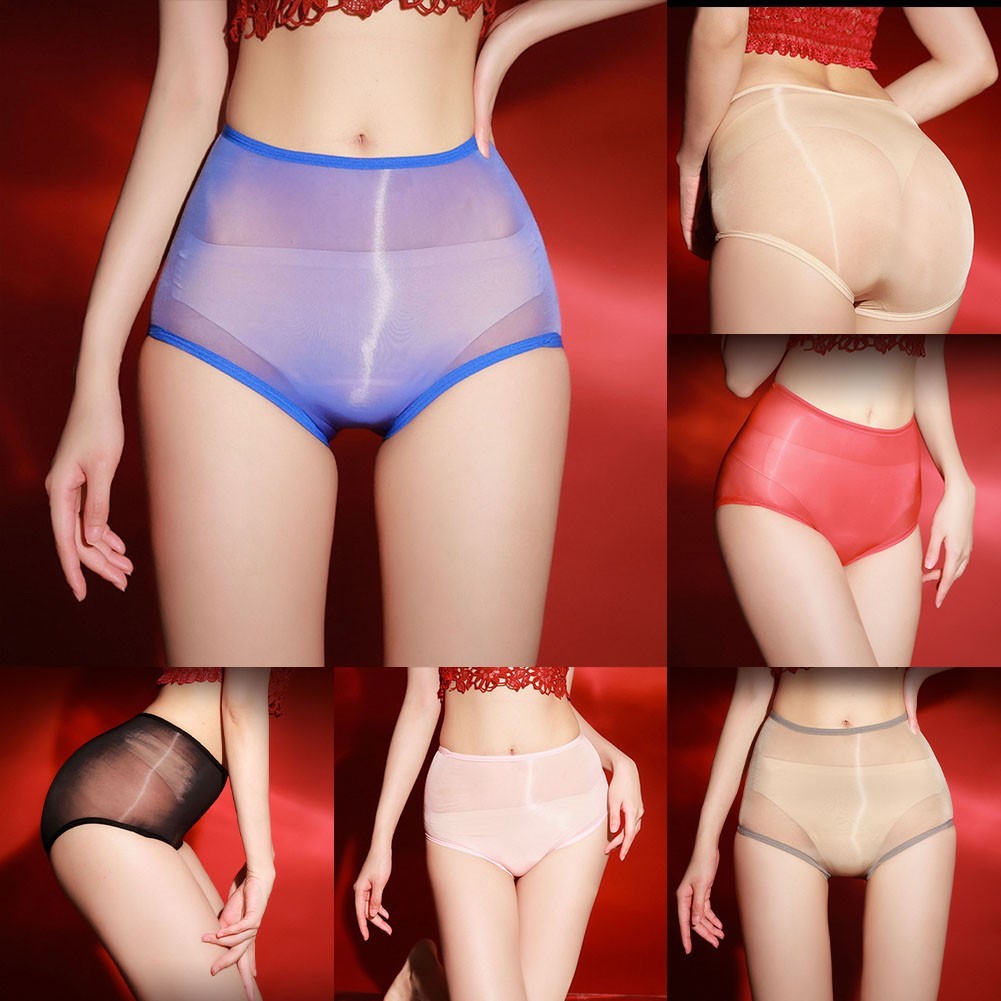 Skin Color Sexy for lingerie Women’s Oil Shiny Briefs Breathable Soft Panties
