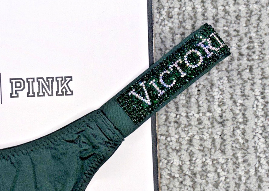 Victoria’s Secret Very Sexy NWT XS Green Spellout Shine Strap Thong Panty