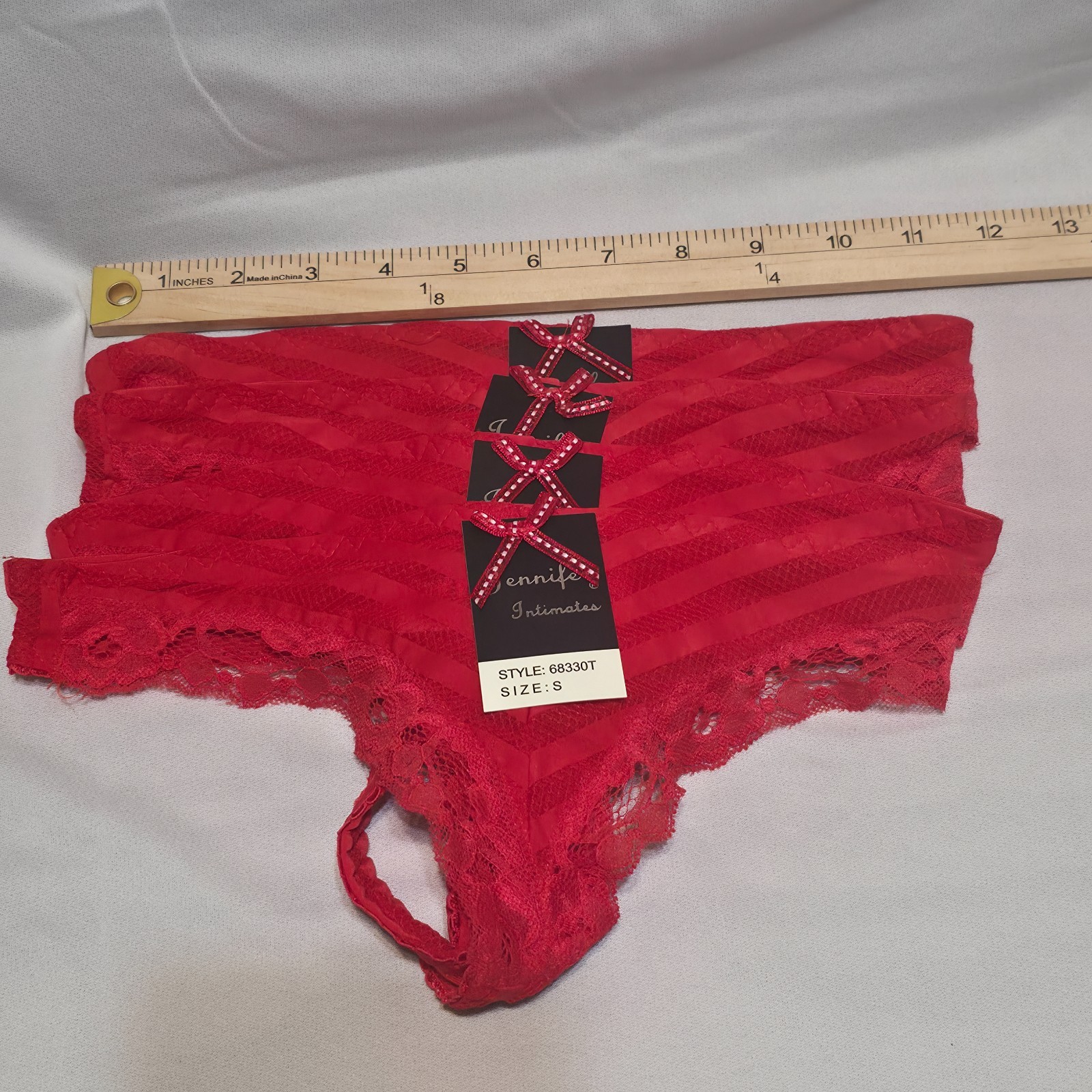4 Jennifer Intimates Lace Thong Red Panties Underwear Size Small NWT