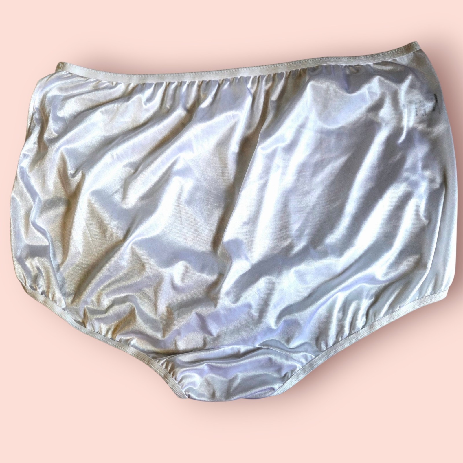 Dixie Belle Scalloped White Nylon Panties Size 15 Full Briefs 2 Pair Plus Size