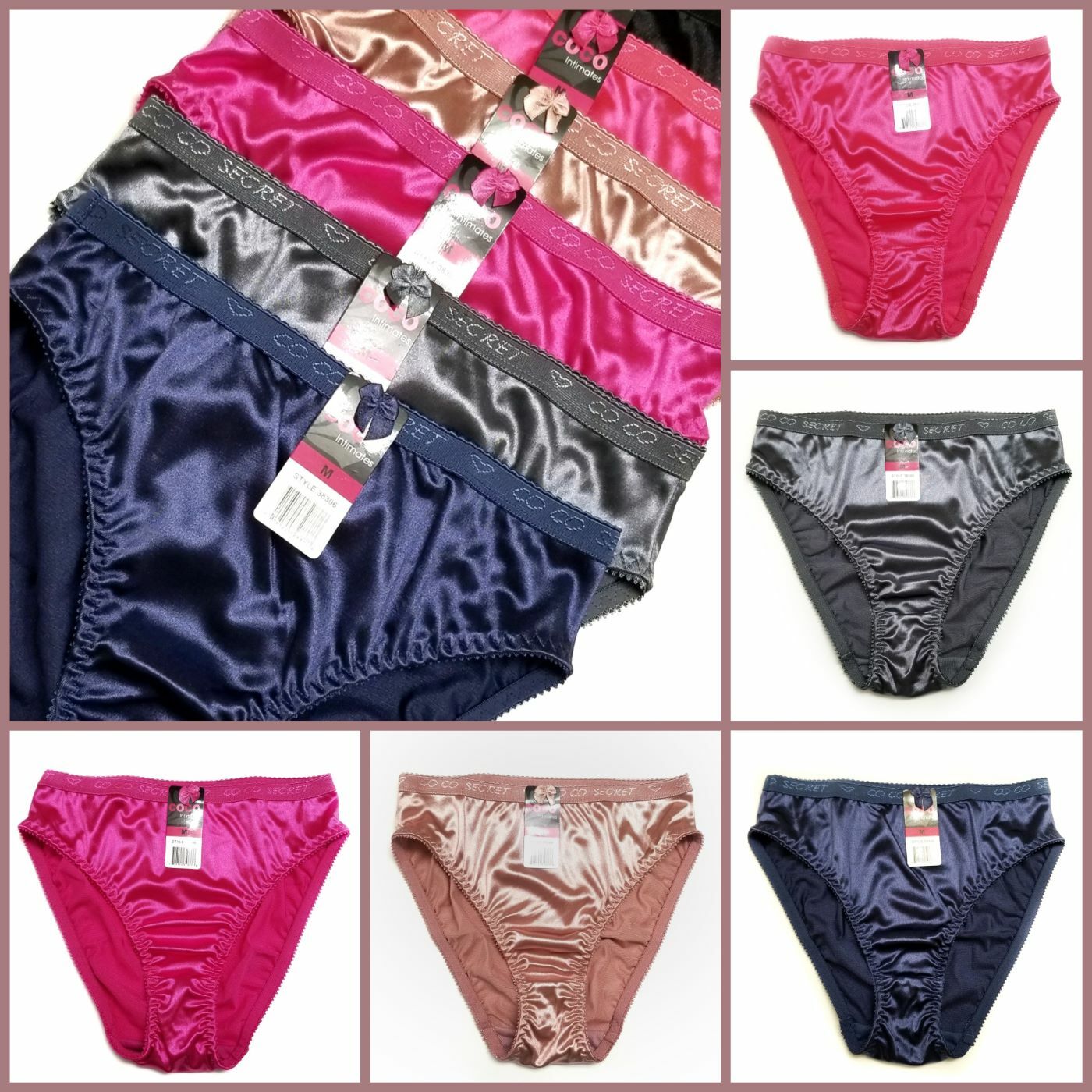 Women Coco High Cut Full Coverage Satin Shiny Bikini Panties Underwear