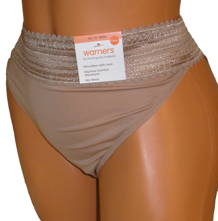 Panties Lingerie Warner’s No Pinch No Problems Tan Bikini Sz 9 2XL Adult Gift