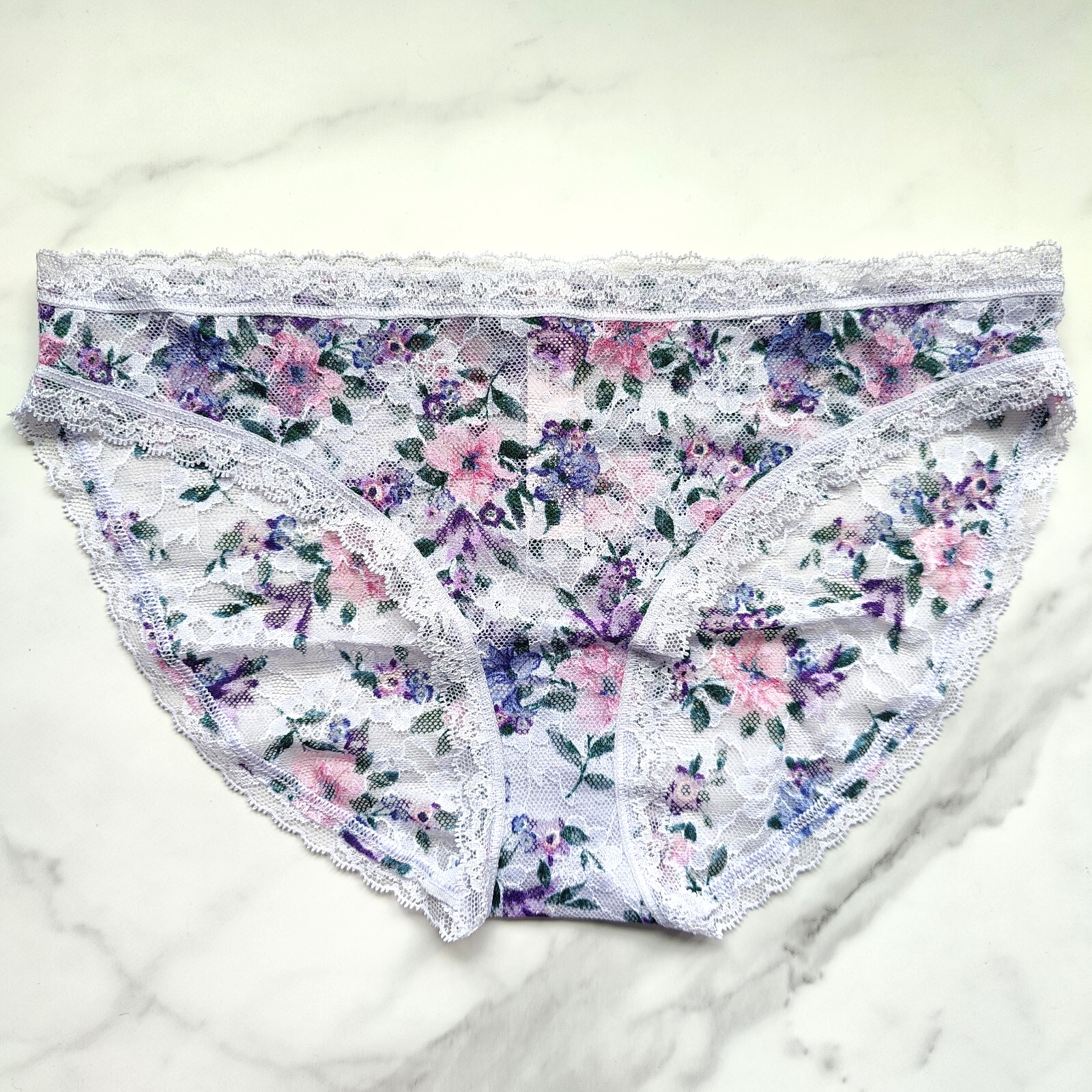 Victoria’s Secret The Lacie Posey Lace Bikini Panty Lucky Lilac Lillies S/XL