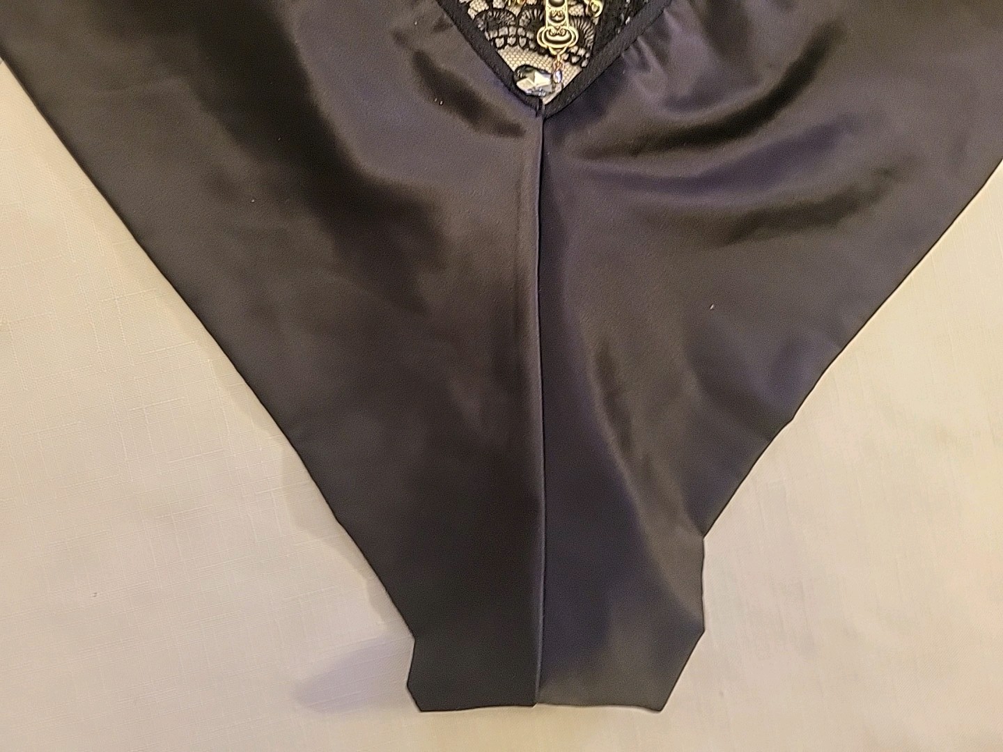 Honey Birdette Miss Soo Black Brief cross and chandelier crystal pendants Large