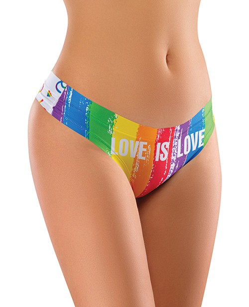 Sexy Thong Panty Rainbow Spandex Panties Mememe Pride Love Is Printed Thong