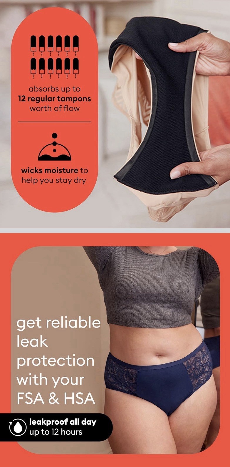 THINX BLACK HIPHUGGER SUPER ABSORBENCY PERIOD-PROOF PANTIES Sz Large Damage Box
