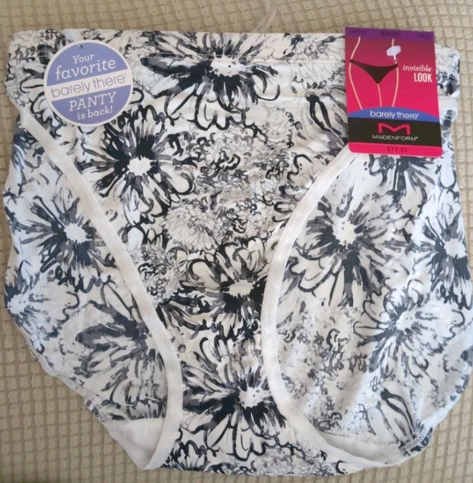 New Maidenform Size 9/XXL Invisible Look BARELY THERE Black Floral Bikini Panty