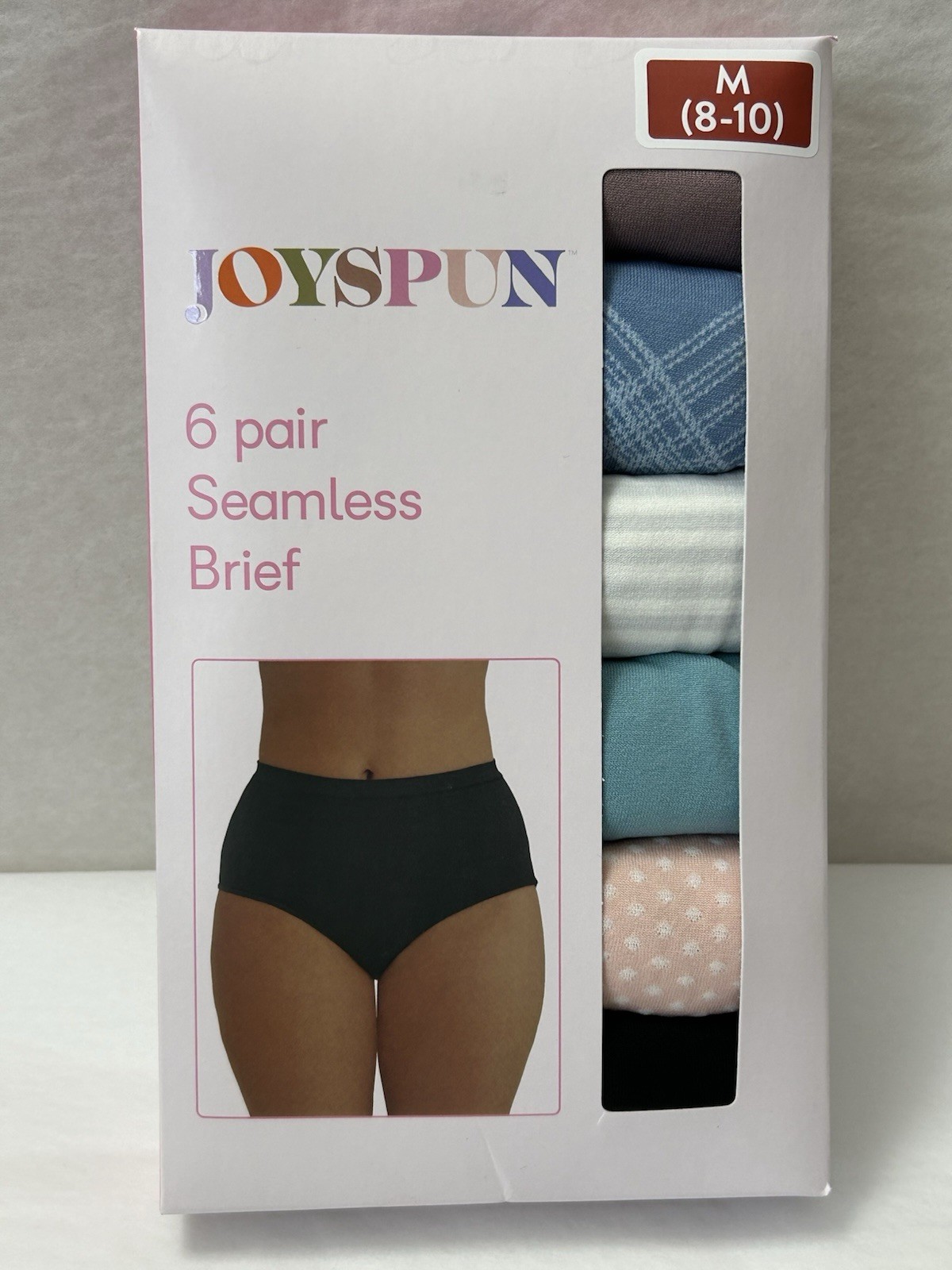 New JOYSPUN Womens 6 pair Seamless Brief Underwear Panties Size MEDIUM (8-10)