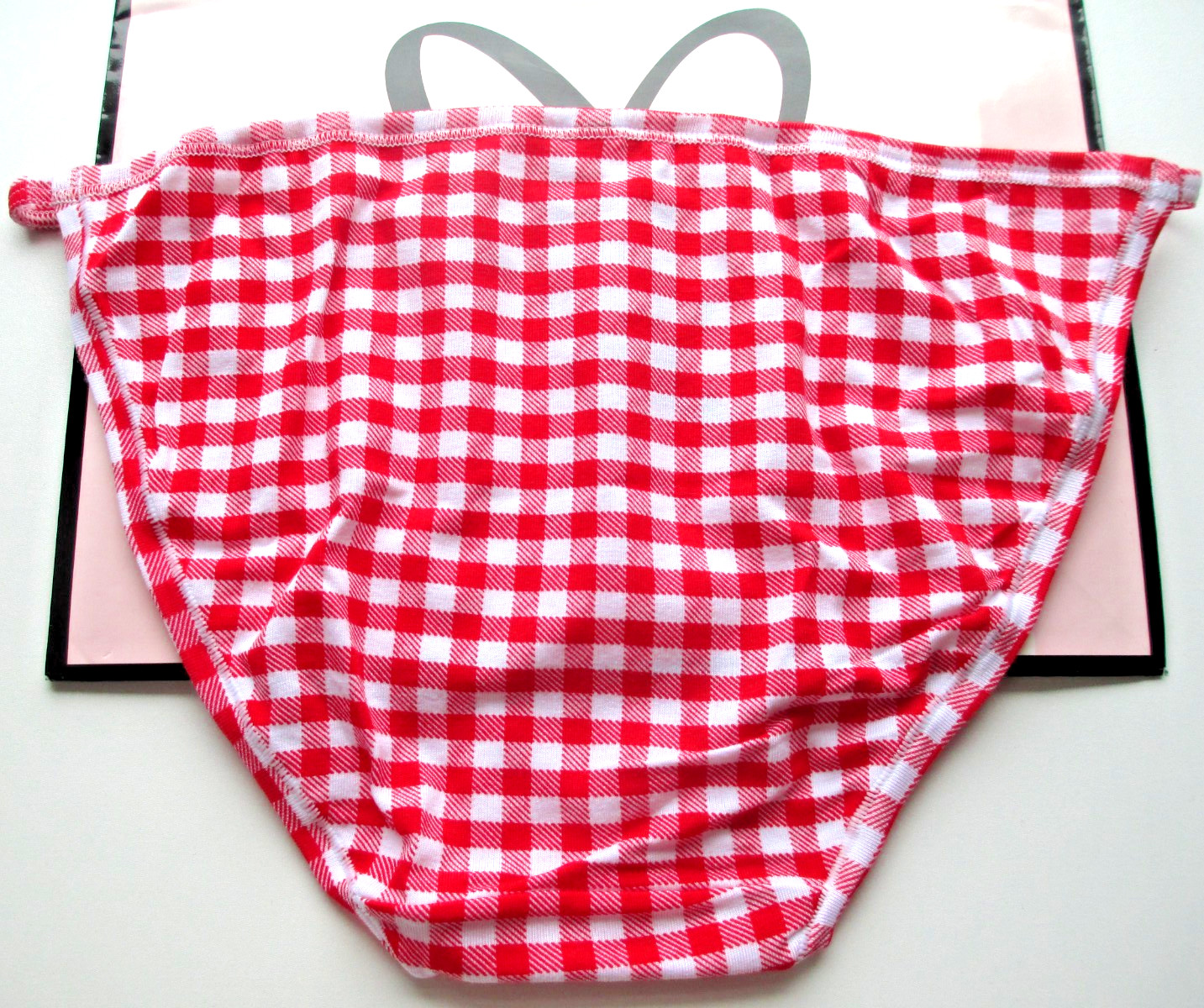 VICTORIA’S SECRET PINK Cotton String Bikini Panty M Red Gingham NWT Plaid VS