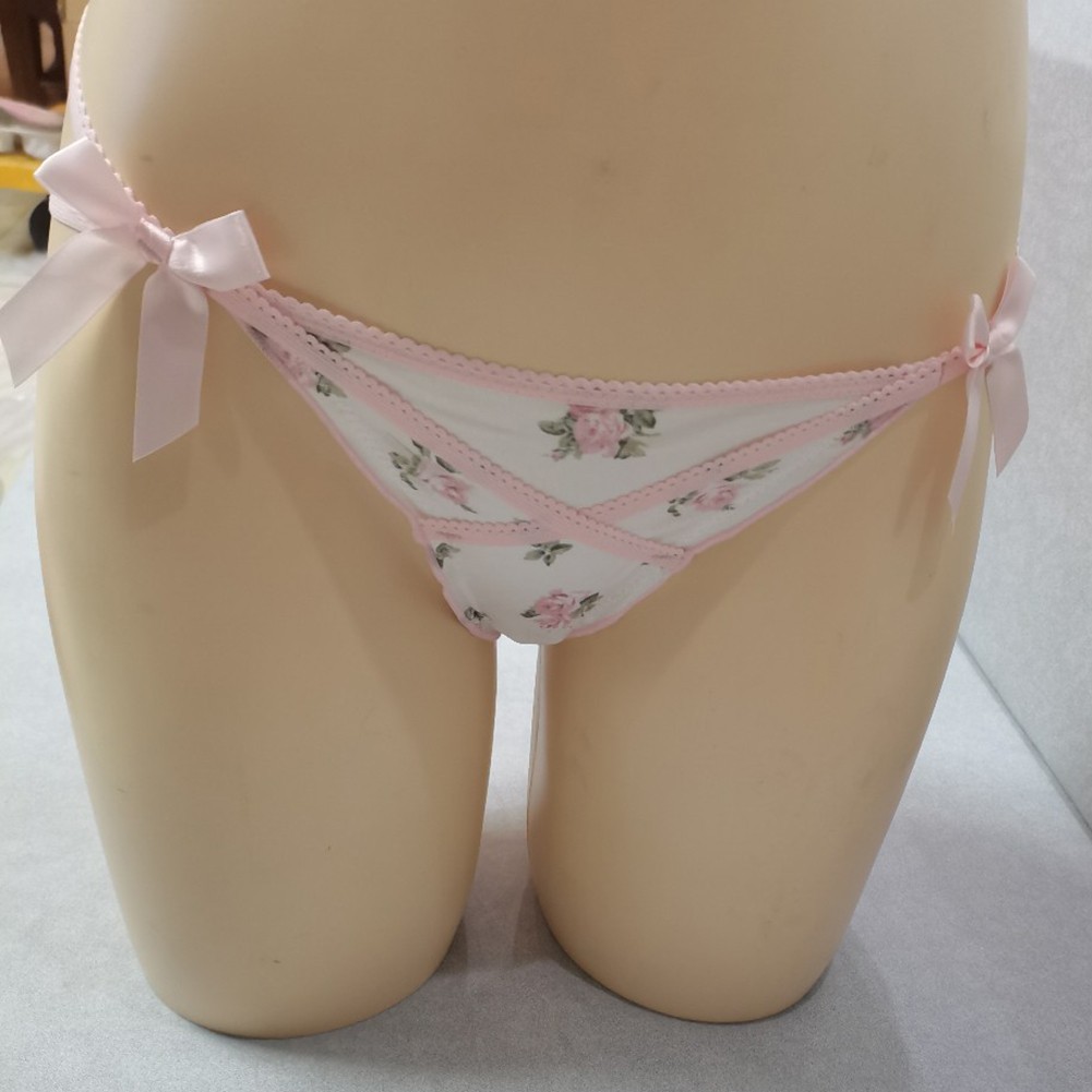 Elegant Ruffle Satin Thong Underwear for Young Ladies in Multiple Colors