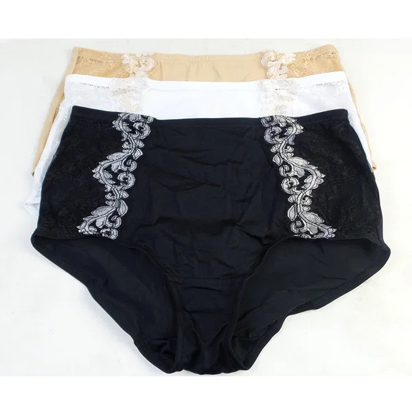Breezies Women’s 3-pack Soft Support Contrast Lace Brief Panties Basic