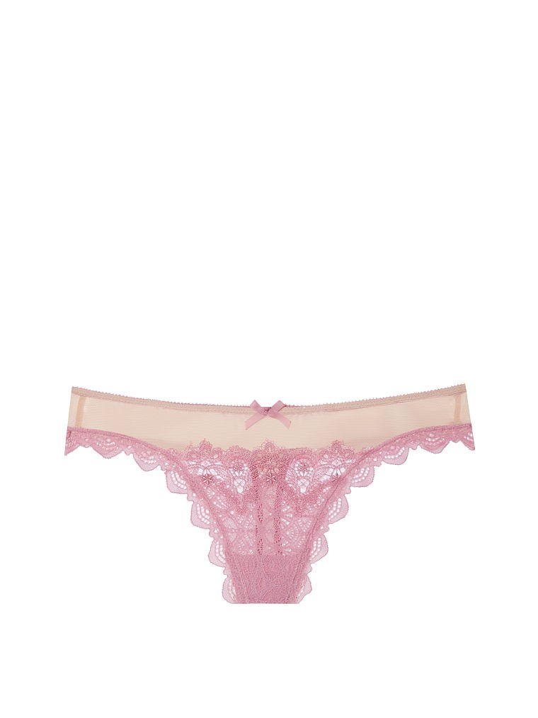 Victoria’s Secret Dream Angels Lace Mesh Thong Panty Blush Pink