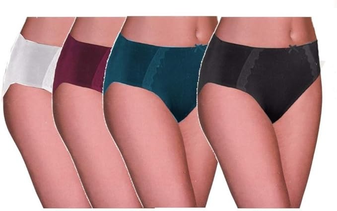 Karen Neuburger Womens Hi-Cut Underwear With Lace, 4 Pack Panty Size Small (5)