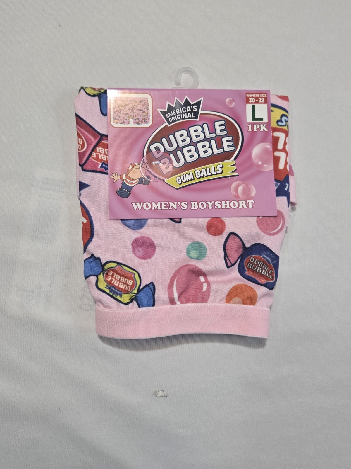 Dubble Bubble Women’s Boyshort Panties Pink Graphic L 1 Pack Polyester Spandex