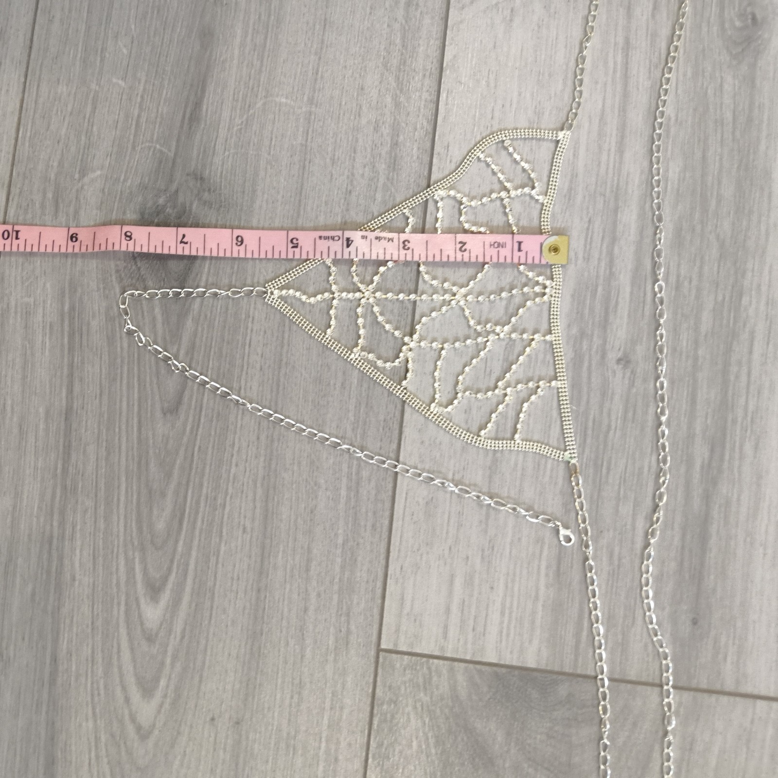 BNWOT Silver Metal & Diamante G String Thong One Size