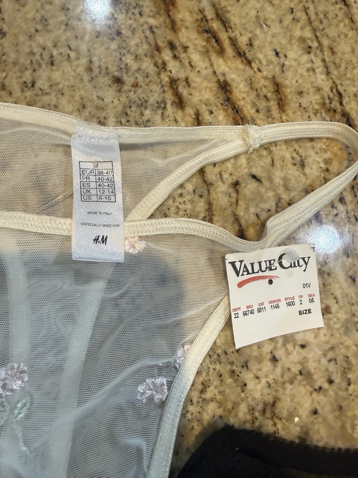 H&M Lingerie Panties Set 2 Pairs M NOS Deadstock Mesh Embroidered Thong Briefs
