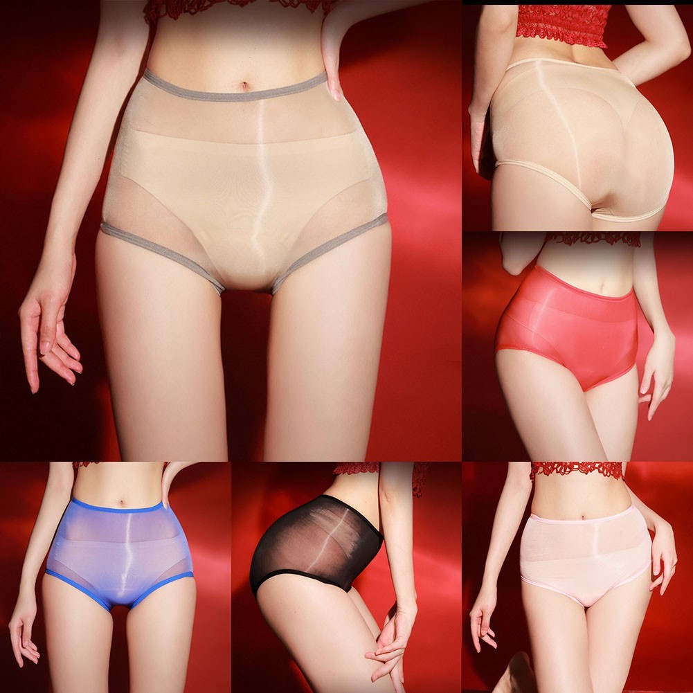 Skin Color Sexy for lingerie Women’s Oil Shiny Briefs Breathable Soft Panties