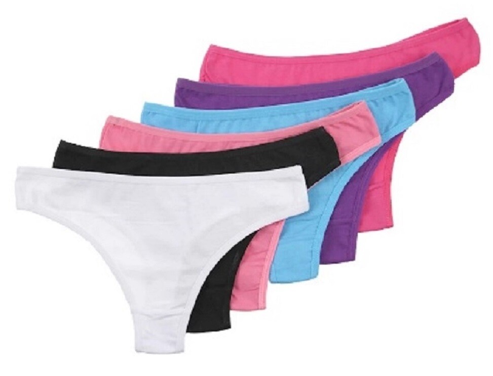 6-Pack Women’s Cotton Soft Thongs Thong Panties Underwear, US Regular Size S/M/L