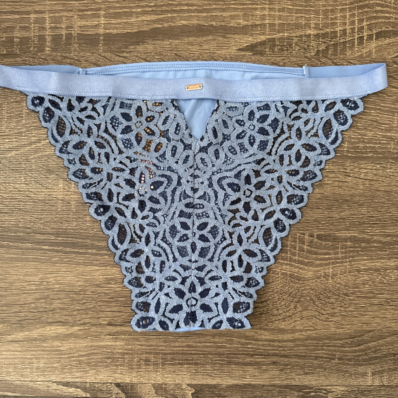 Pink By Victoria’s Secret, Large Blue Floral Lace Back French Cut Bikini Panties