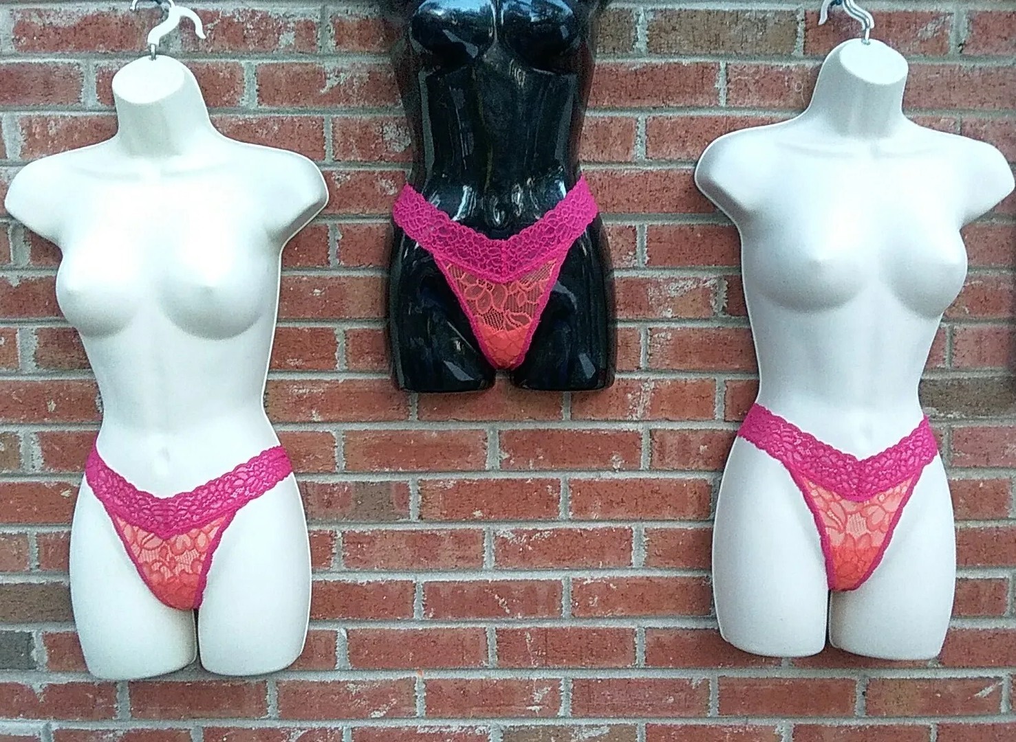 Vtg 90’s Pink & Peach Lace Thong Panties “NEW” FAMOUS MAKER No Tags 3pr XL *READ