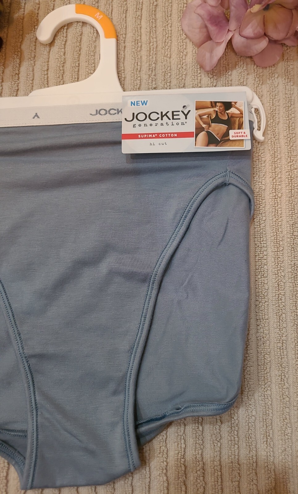 JOCKEY GENERATION Logo Laserbond Supima Cotton Blue Hi Cut Panty Panties 6/M