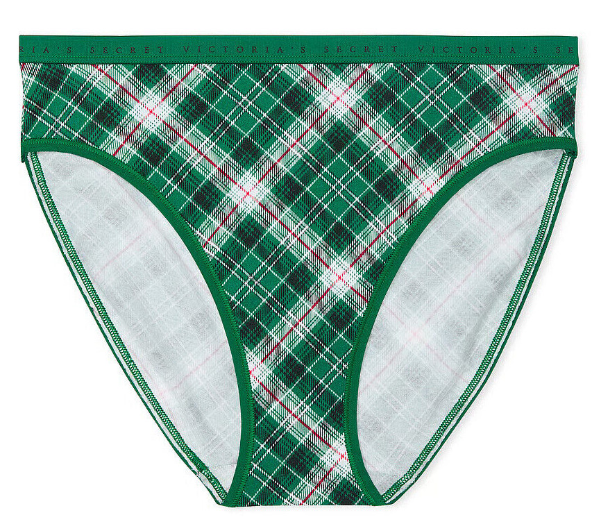 XS S M L XL XXL Green Plaid Cotton Victorias Secret High-Leg Waist Brief Pantie