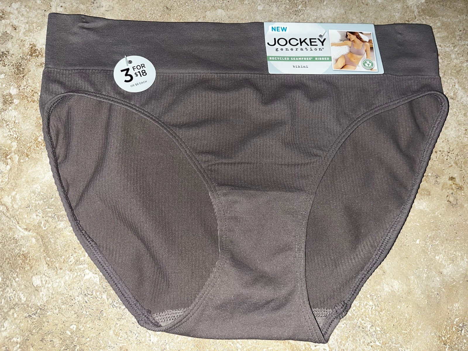 NWT Jockey Generation Recycled Seamfree Ribbed Bikini Panty Small