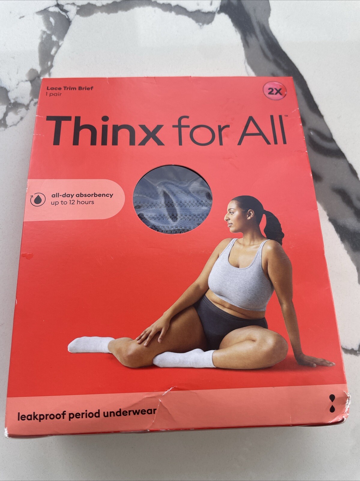 Thinx for All Period Underwear Lace Waist Brief Storm Size 2X