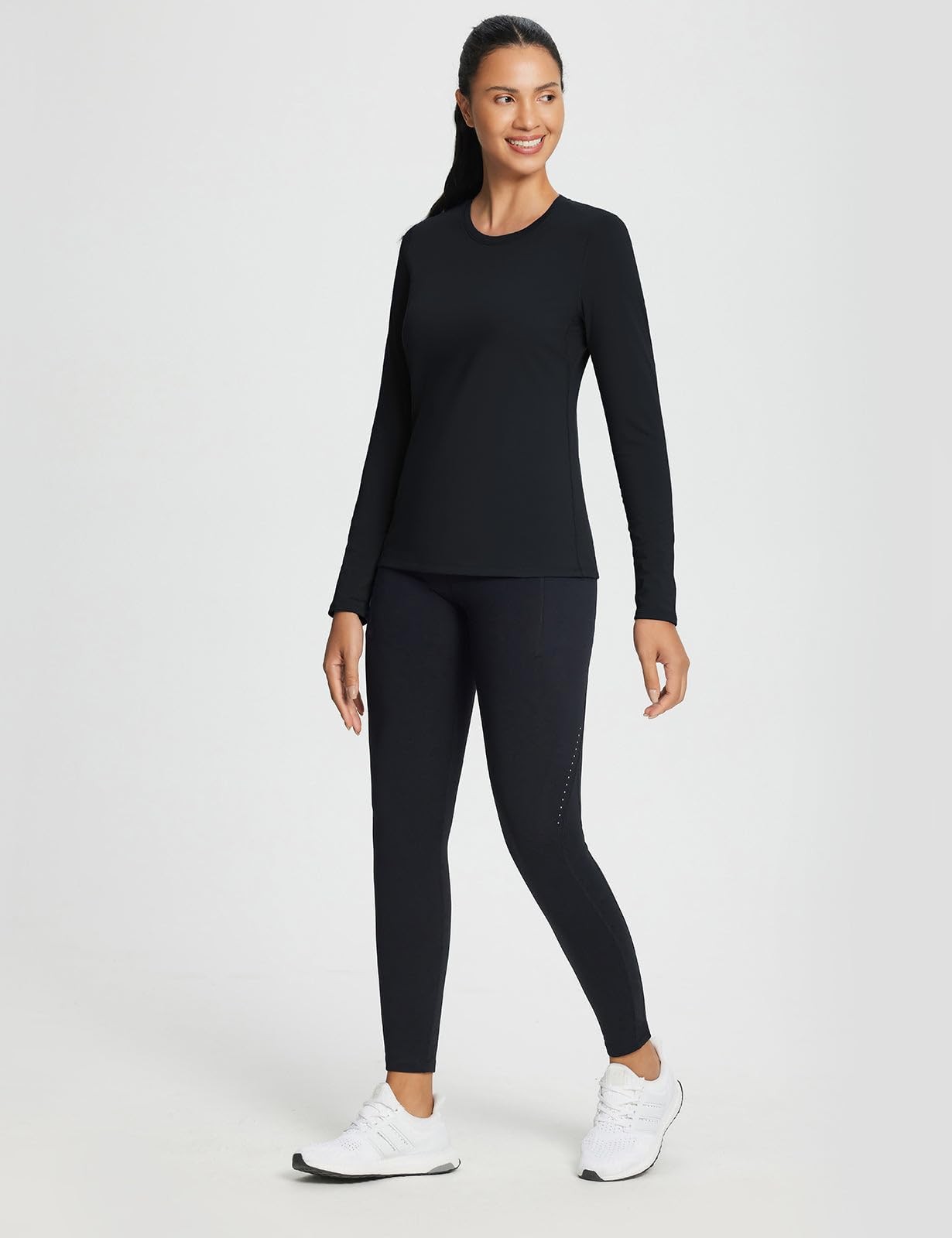 Women’s Thermal Shirts Fleece Lined Long Sleeve Workout Yoga Tops Cold Weathe…