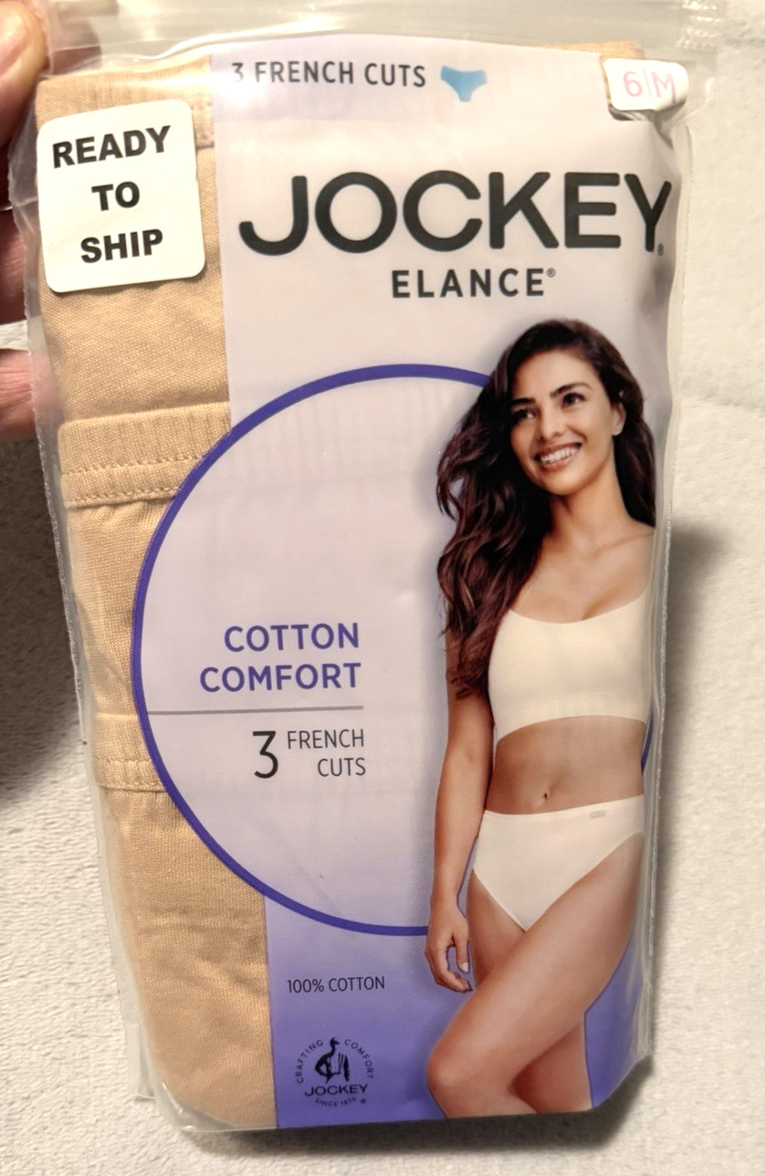 Women’s Sz 6/M Jockey Elance 3-Pack Comfort French Cut Panty 100% Cotton