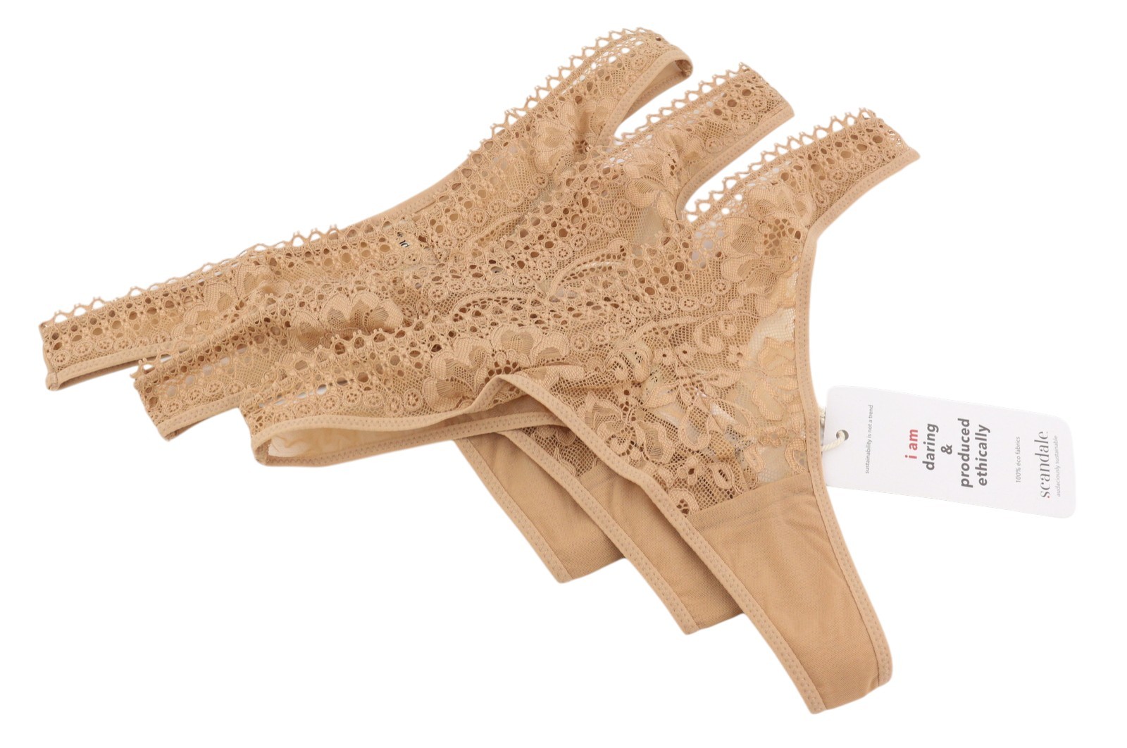 SCANDALE Le String Sensual-Nude T17 Women’s Panties L Lace Trim 3-Pack