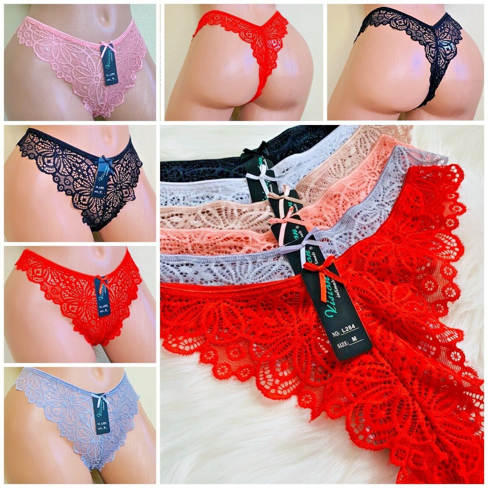 Women’s Thong Tangas G-string Undies panties 6 OR 12 lace sexy Underwear 84 S-XL