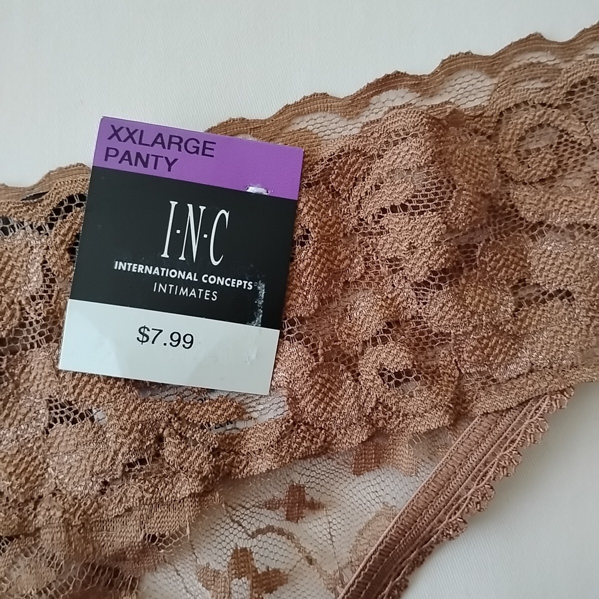 NWT INC Thong Brown Floral Lace SIZE 2XL
