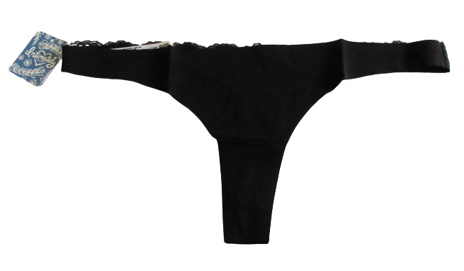 Free People Size S Black Lace Trim Smooth Thong Underwear