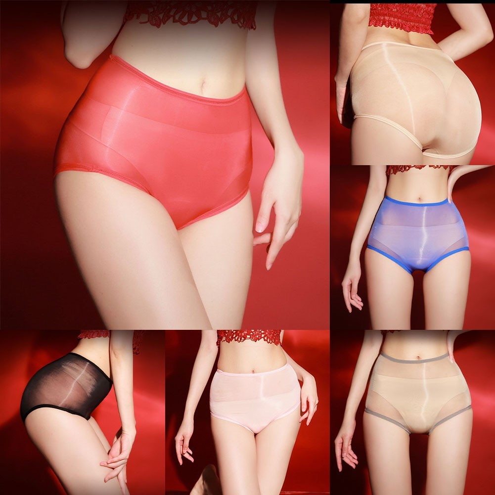 Skin Color Sexy for lingerie Women’s Oil Shiny Briefs Breathable Soft Panties
