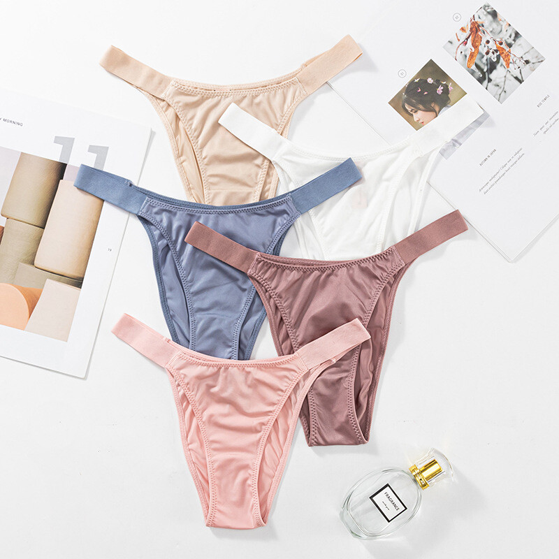 5 PCS LOT Sexy Ladies Womens Satin Panties Bikini Thong Underwear Lingerie Brief
