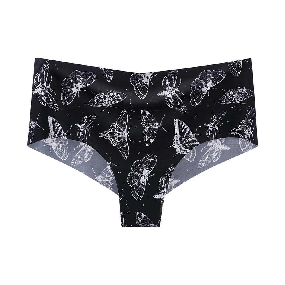 1Pcs Women’s Seamless Print Briefs Panties Ice Silk Sports Female.