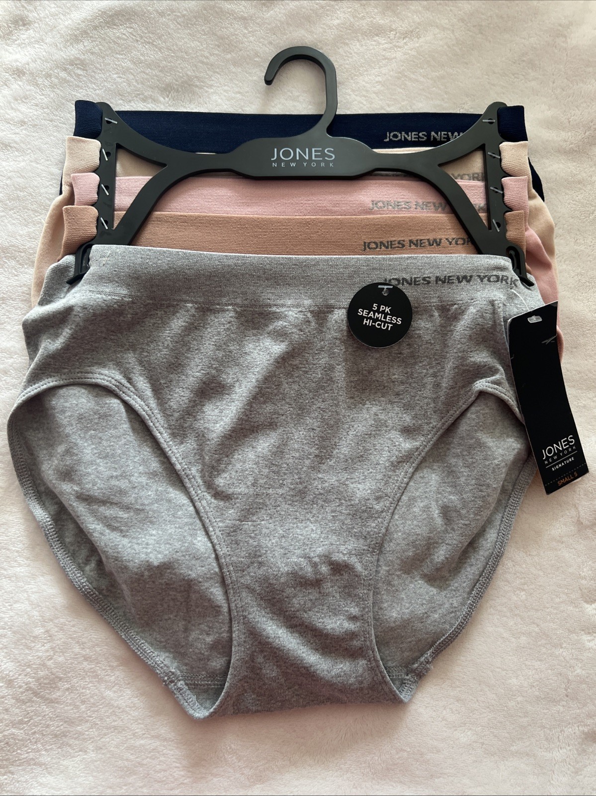 JONES NEW YORK 5pk Seamless Hi-Cut Brief Panties Soft Stretch Neural Colors S(5)