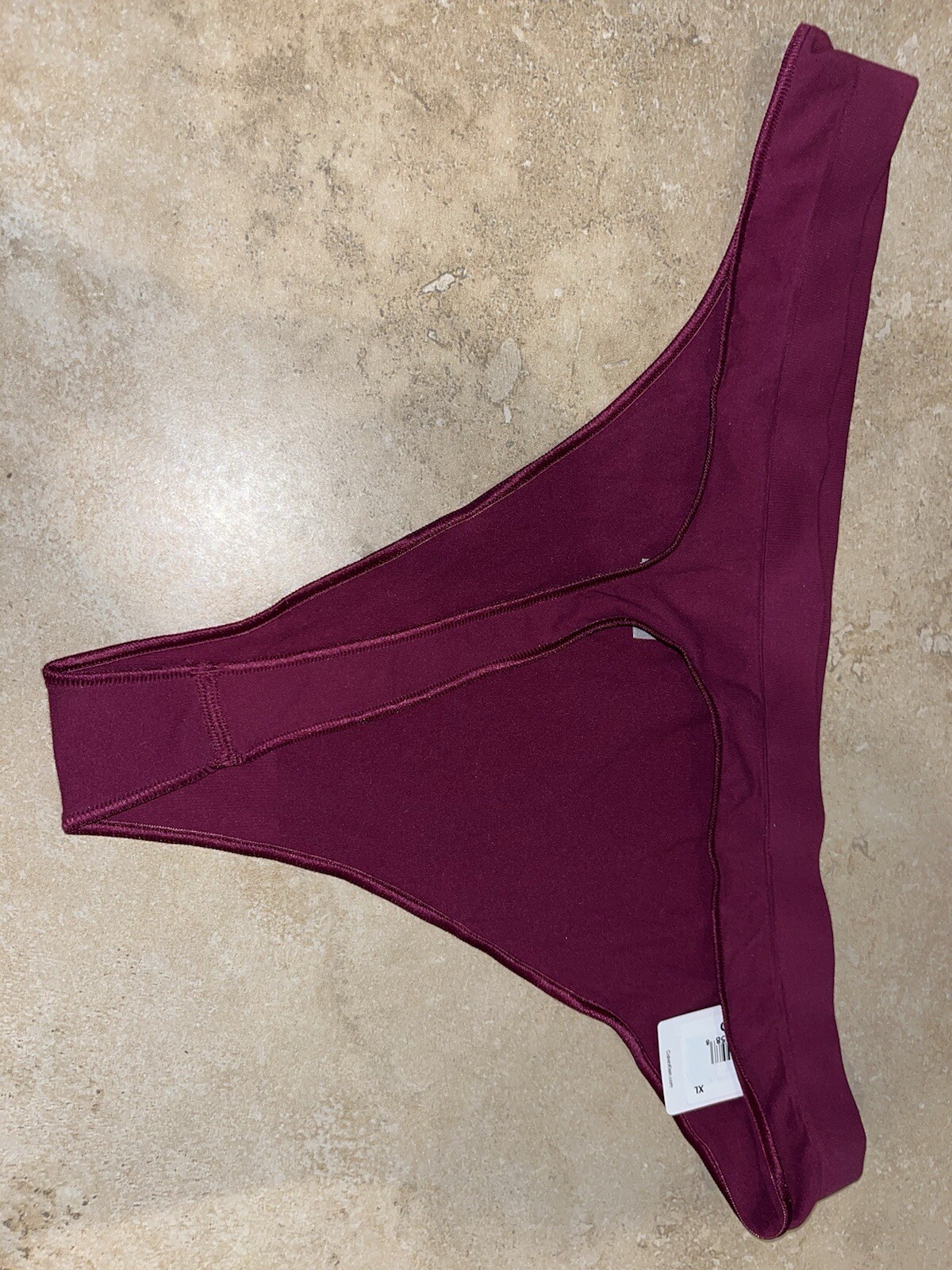 NWT Calvin Klein Wine Maroon QD3958 Bonded Flex Thong Panty XL