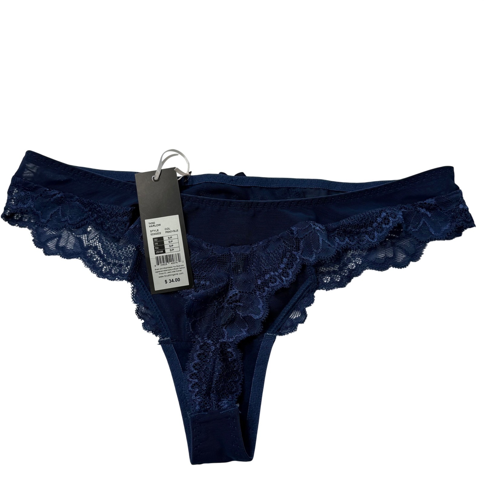 Blush Harlow Lace Thong French Blue Small